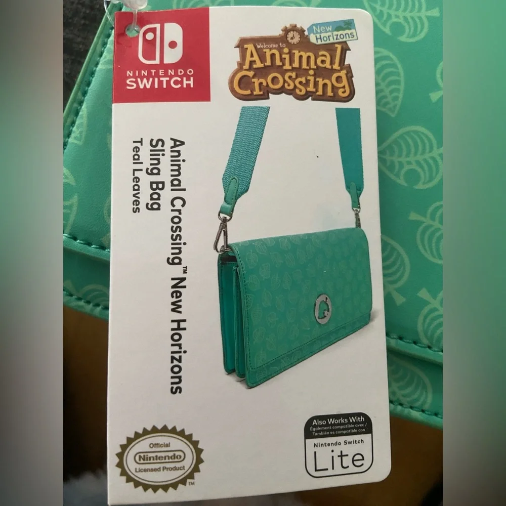 NWT Animal Crossing - Nintendo Switch Sling Bag - Teal Leaves